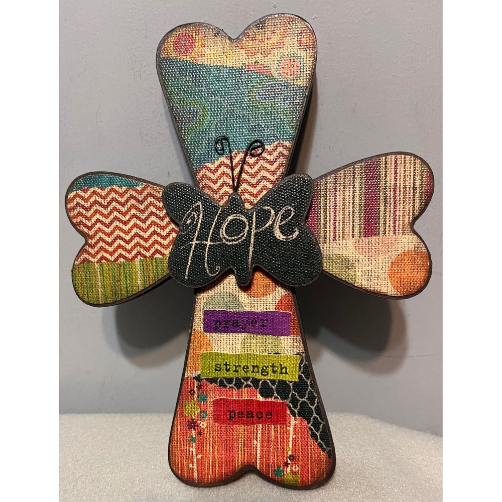 Enesco Floral Where the Heart Is Butterfly Hope Wall Cross Prayer Strength Peace